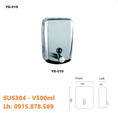 Hộp đựng nước rửa tay treo tường inox304 V500ml (YG-510)